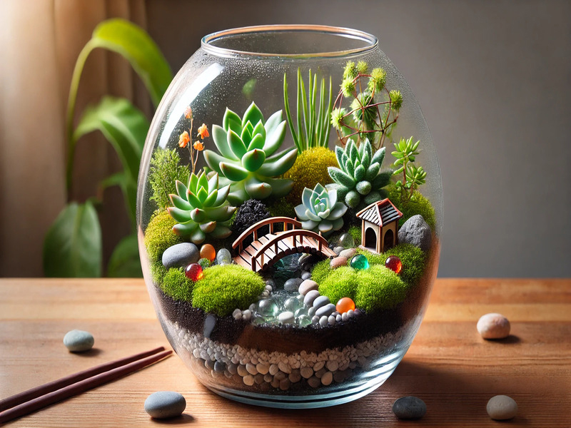 Tutorial Kerajinan Karya Seni Mini Terrarium, Taman Kebun Mini di Aquarium