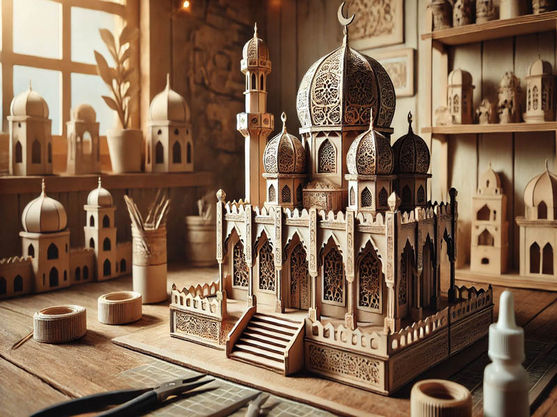 Kerajinan Miniatur Masjid dari Kardus, Inspirasi Produk Souvenir Lebaran Fuji An